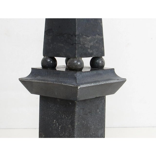 Vintage Mottled Slate Gray Stone Obelisk For Sale - Image 9 of 9