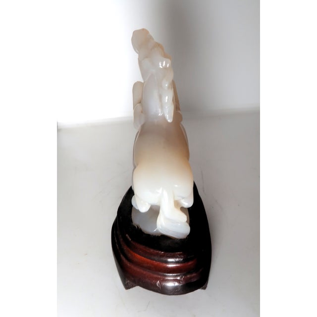 Alabaster Early 20th Century Well-Carved Agate Sculpture of a Rearing Horse, Beautiful Natural Stone, Attached to Fitted Wooden Base For Sale - Image 8 of 10