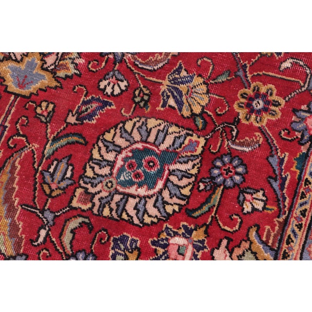 Retro Persian Tabriz Red/Beige Wool Rug - 9'11'' X 13'2'' For Sale In New York - Image 6 of 10