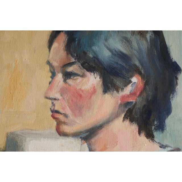 Jacques van Loock, Portrait of a Sitting Woman, Oil on Canvas, 1950s For Sale - Image 7 of 12