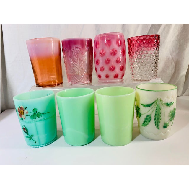 Rare Antique Circa 1930s Art Glass Tumblers Set of 8 For Sale - Image 11 of 11