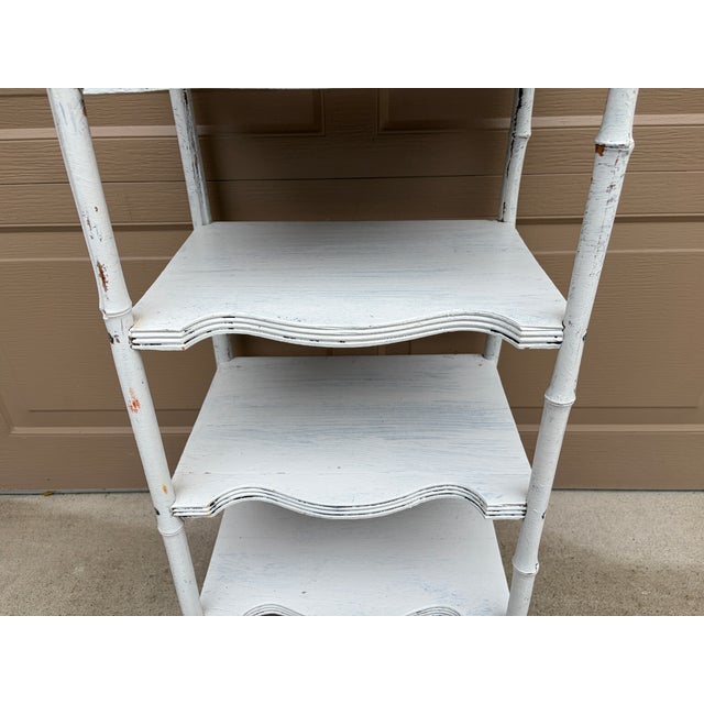 19th Century American Victorian White Painted Bamboo Four-Tier Étagère For Sale - Image 10 of 14