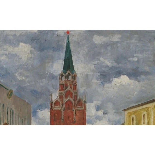 Realism Moscow Landscape Antique Oil Painting Original Soviet Art Ukrainian Artist Sandyrev I. 80-130 1970s For Sale - Image 3 of 6