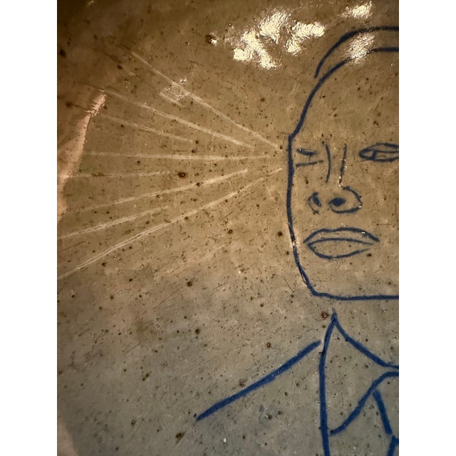 Mid-Century Modern Mid-Century Modern Studio Pottery Bowl With Man’s Face For Sale - Image 3 of 9
