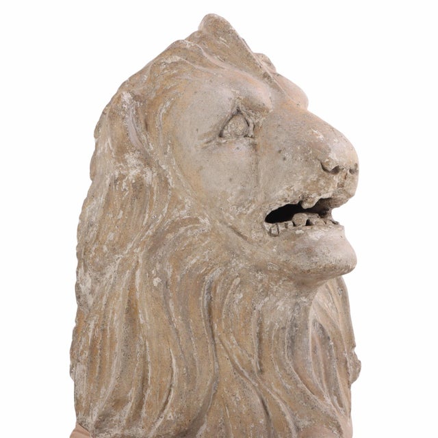 Mid 19th Century Pair of Scottish Terracotta Recumbent Lions, 19th C., by Ferguslie R. Brown & Son, Paisley. For Sale - Image 5 of 6