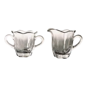 Vintage Clear Glass Small Creamer & Sugar Set