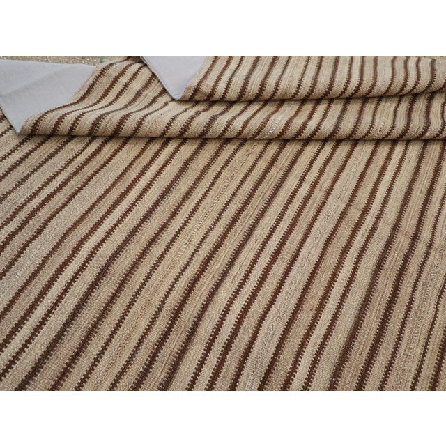 Beige Galerie Shabab Collection Mid-20th Century Handmade Turkish Flatweave Kilim Square Room Size Carpet For Sale - Image 8 of 8