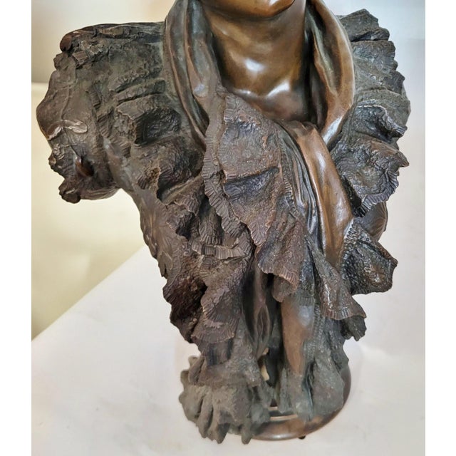 Antique French Lifesize Bronze Bust of a Young Woman by Wagner For Sale - Image 17 of 18