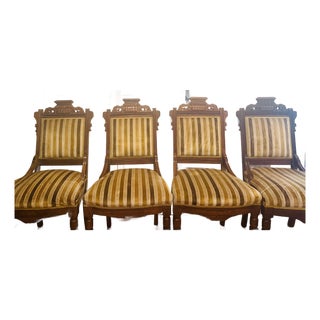 Set of 4 Antique Late 19 Century Eastlake Parlor Dining Chairs For Sale