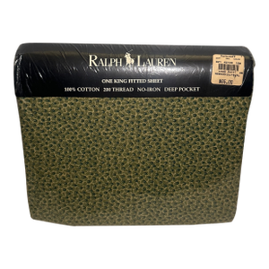 Vintage Ralph Lauren Meenhan Green Pebble King Fitted Sheet Made in Usa