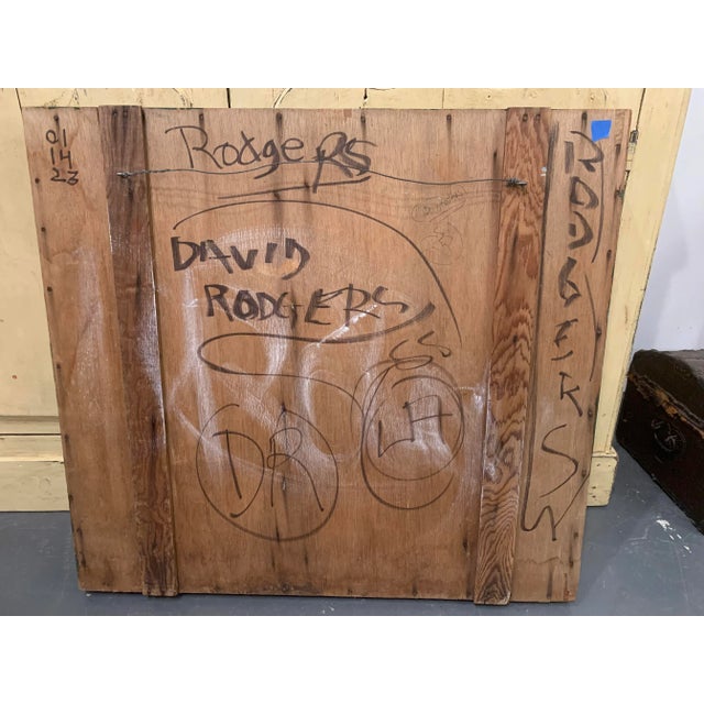 1970s Abstract Colorful Acrylic Painting on Found Wood For Sale - Image 11 of 12