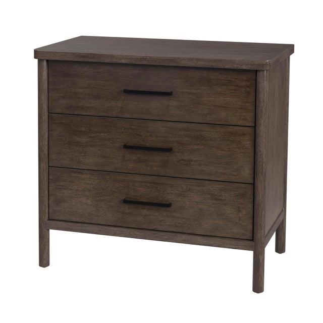 Brown Lennon 34 in. W Rectangular Wood 3 Drawer Rounded Leg Dresser, Soft Brown For Sale - Image 8 of 8