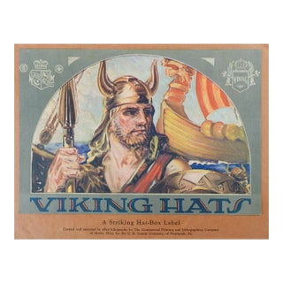 Vintage Advertising Viking Hat Box Label For Sale