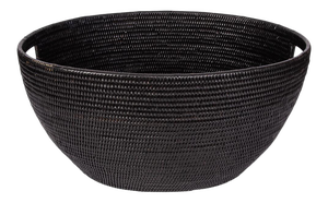 Artifacts Rattan Laundry Basket with Cutout Handles in Tudor Black
