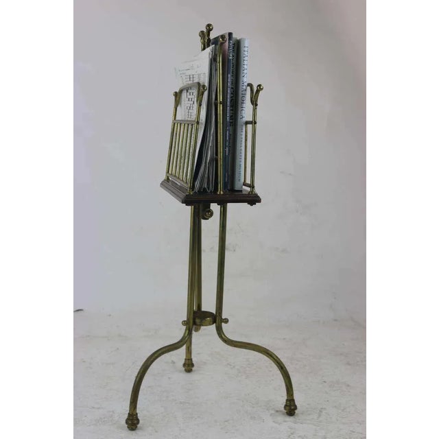 19th Century Edwardian Brass Walnut Canterbury Magazine Holder with Provenance For Sale In West Palm - Image 6 of 8