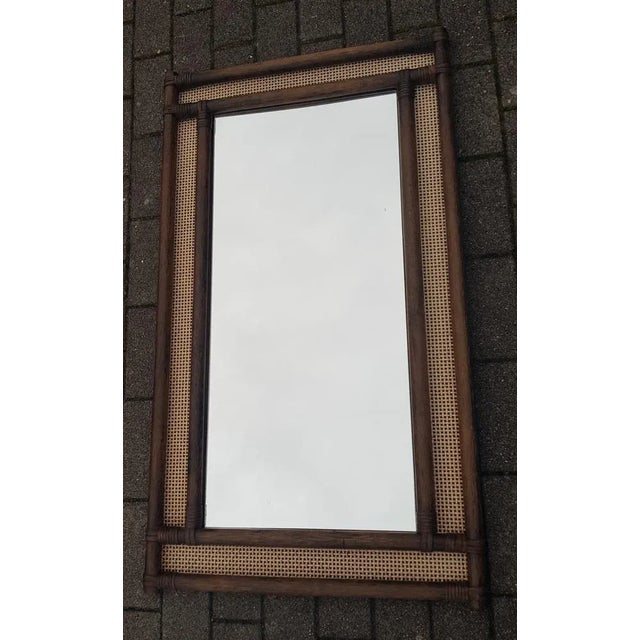 Boho Chic Large Bamboo & Rattan Mirror, 1960s For Sale - Image 3 of 3
