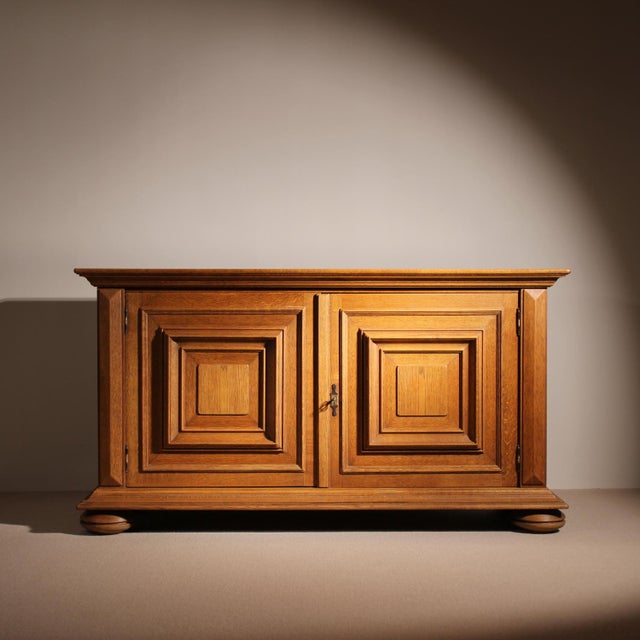Brutalist Oak 2-Door Sideboard, Germany, 1970s For Sale - Image 11 of 11