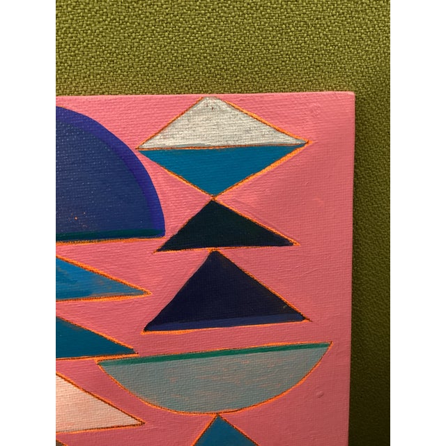 Abstract Contemporary Geometric Hard Edge, Modern MCM Wall Art, Original 8x8 For Sale In Los Angeles - Image 6 of 9