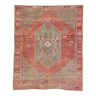 Vintage Turkish Oushak Rug - 4′3″ × 5′1″ For Sale