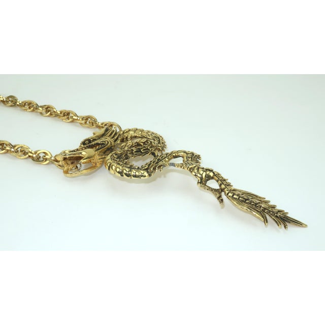 Dragon Gold Tone Statement Necklace by Weatherby Miller Jewels For Sale - Image 4 of 13