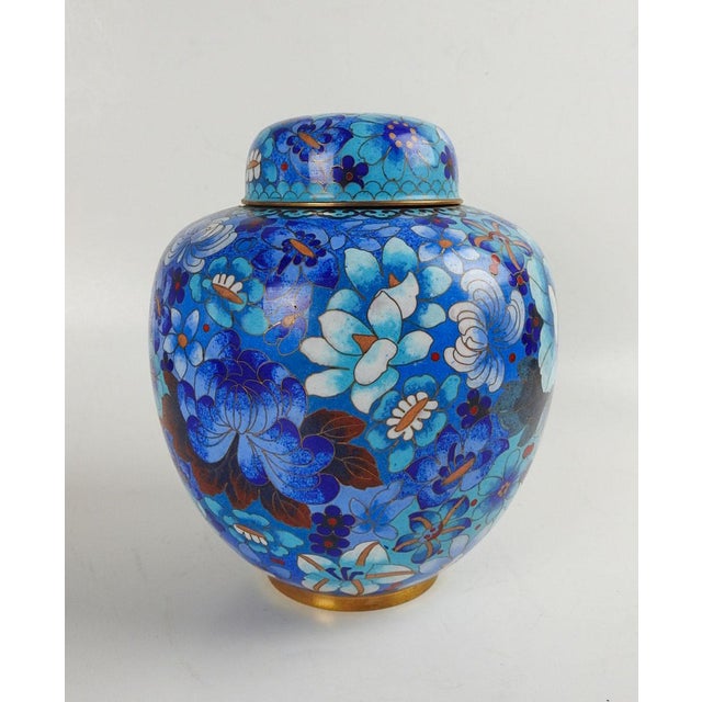 Bright Blue Floral Cloisonne Ginger Jar Chairish