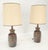 Mid 20th Century Brown Grey Blue Glazed Pottery Ceramic Vase Shape Table Lamp Mint - a Pair For Sale - Image 12 of 14