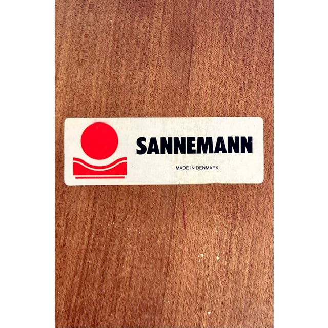 Danish Late Mid Century Fold-Open Teak Dining or Console Table With Hinged Tabletop and Legs | by Sannemann Denmark For Sale - Image 12 of 12