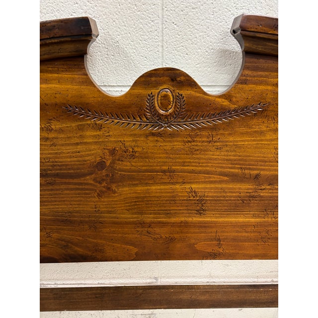 Wood Vintage Convertible Queen or Full Size Traditional Pediment Cannonball Headboard For Sale - Image 7 of 10