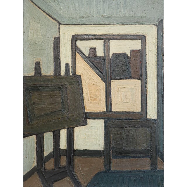 Mid-Century Modern 'The Artist's Room' Interior Scene Oil Painting by Swedish Artist Max Gregor Carlsson (1914-1996), Framed For Sale - Image 11 of 13