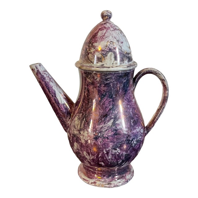 Antique Early 19th Century Wedgwood Creamware Pink Luster Small Tea Pot Circa 1810 For Sale