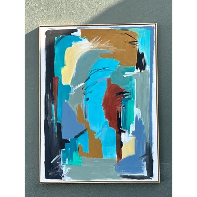 Early 21st Century Vintage Original Abstract Oil on Canvas For Sale - Image 5 of 13