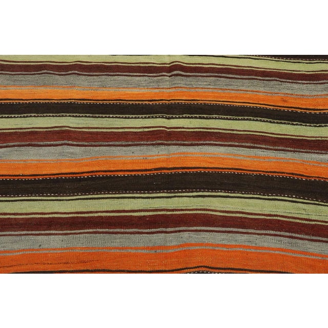 Vintage Turkish Striped Kilim Rug - 04'07 X 12'09 For Sale - Image 4 of 10