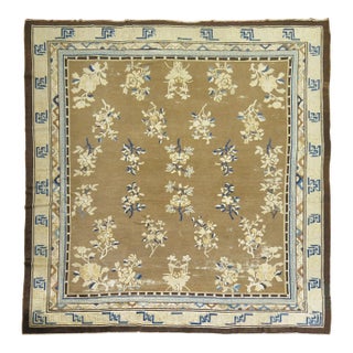 Antique Chinese Square Peking Rug For Sale