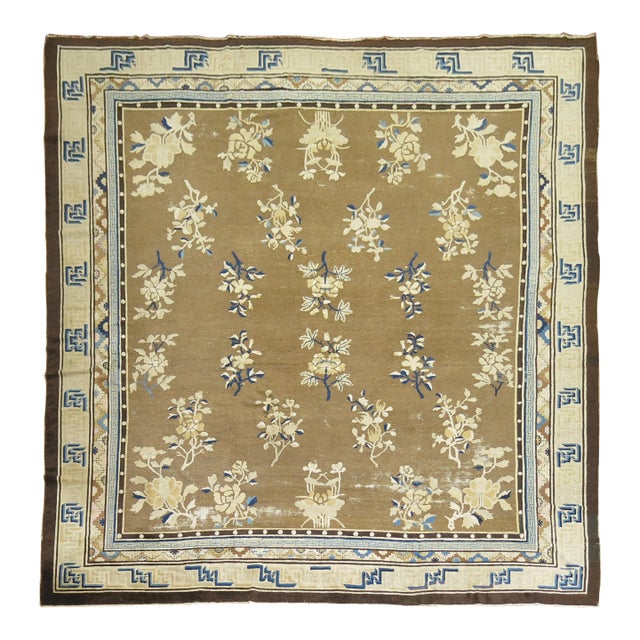 Antique Chinese Square Peking Rug For Sale