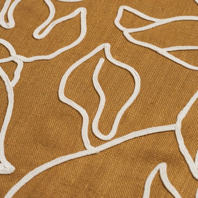 Schumacher SAMPLE - Schumacher Lola Embroidery Fabric In Saffron For Sale - Image 4 of 6