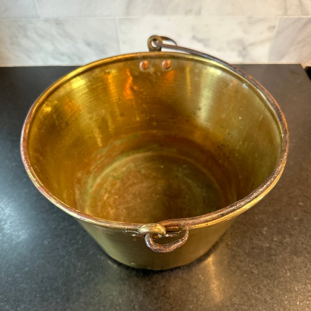 1851 Hayden Pat. Ansonia Brass Co. Bail Brass Bucket For Sale - Image 4 of 7