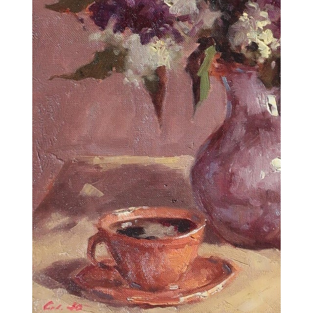 2010s Lilac Still Life Oil Painting, Original Soviet Art, Ukrainian Artist 50-40 For Sale - Image 5 of 6