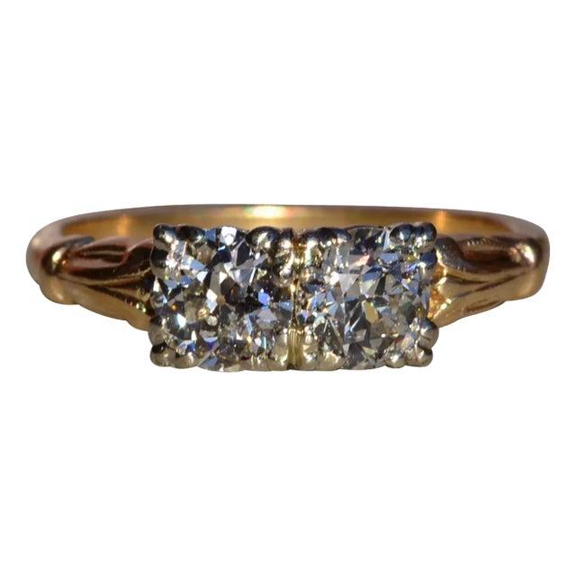 The Lyndale: Ladies Antique Two Tone 14K Engagement Ring For Sale