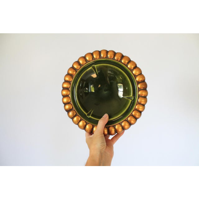 Mid 20th Century Mid Century Anthony Freeman McFarlin California Pottery Gold Leaf Ashtray For Sale - Image 5 of 7