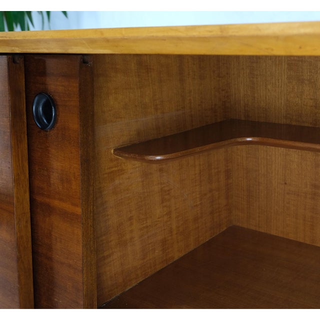 Mid-Century Modern Bi Level Long Credenza Server Dresser Cabinet Ebonized Legs For Sale - Image 11 of 18