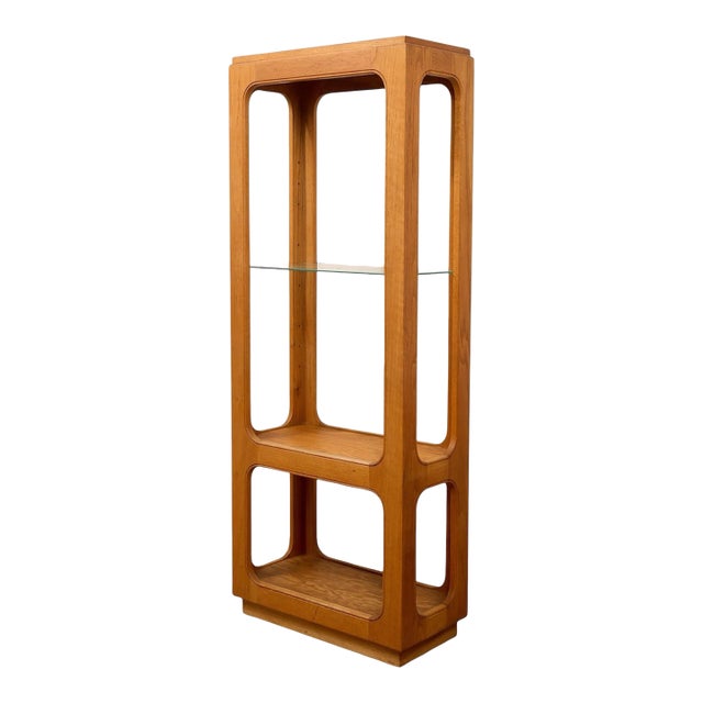 Oak Vintage Bookshelf With Glass For Sale