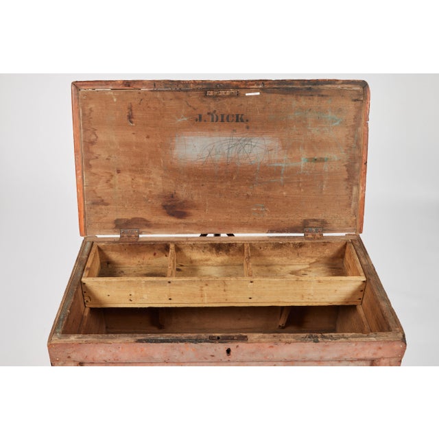 Tan 19th Century English Primitive Trunk or Blanket Chest For Sale - Image 8 of 12