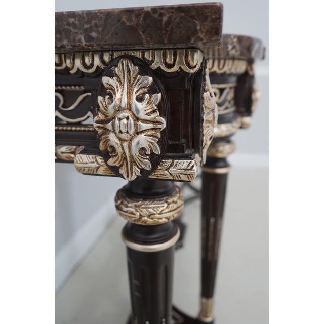 French Louis XVI Style Marble Top Console Table For Sale - Image 14 of 16