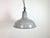 Industrial grey enamel factory pendant light made in united kingdom during the 1960s. White enamel inside the shade. Iron...