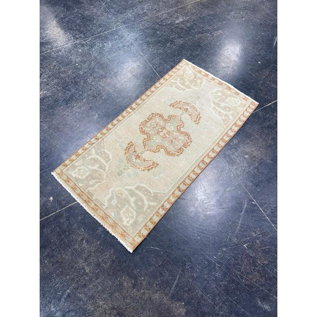 Textile Turkish Mini Rug Oriental Hand Knotted Vintage Rug 1'7" x 3' #17928 For Sale - Image 7 of 8