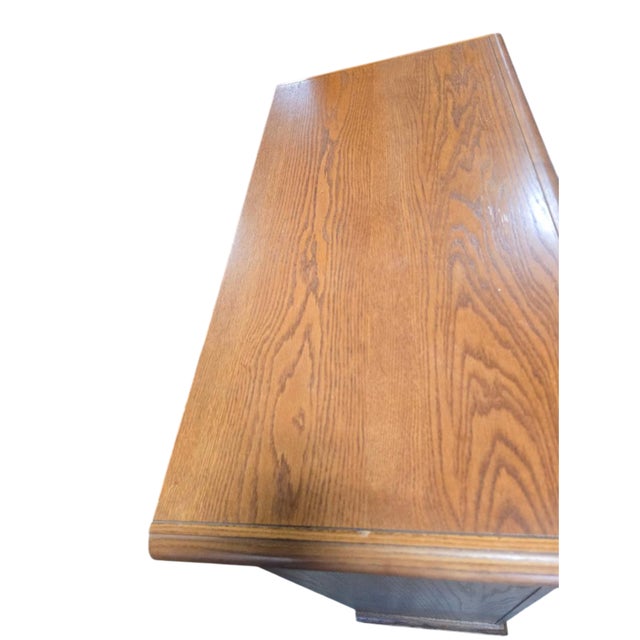 Vintage Vaughan-Bassett Oak Five-Drawer Highboy Chest For Sale - Image 6 of 8