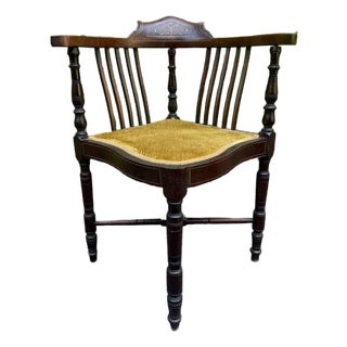 Antique Edwardian Style Marquetry Mahogany Corner Chair For Sale