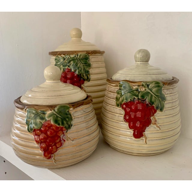 1970s Vintage Majolica Beehive Canisters - Set of 3 For Sale - Image 5 of 5