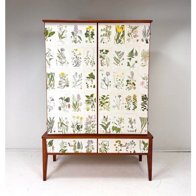 Josef Frank 1950's Swedish Cabinet With Nordens Flora Illustrations For Sale - Image 4 of 11