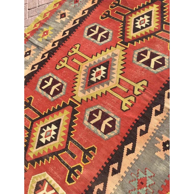 Vintage Turkish Kilim Rug - 66" X 116" For Sale - Image 9 of 11